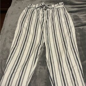 Striped High-Waist Pants
